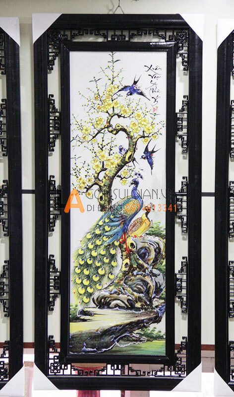 Tranh sứ tứ quý số 1 đắp nổi 98x48-mai