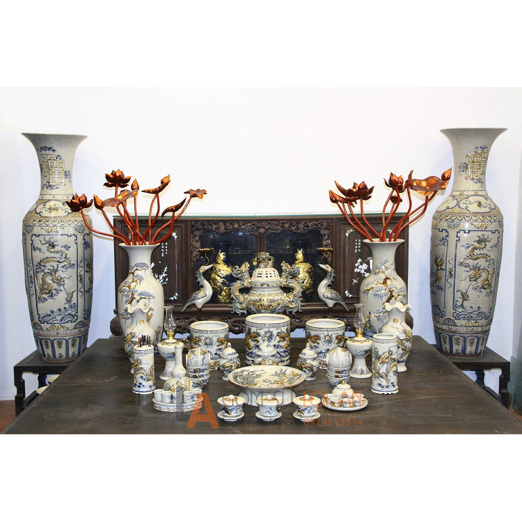 Bộ đồ thờ gốm sứ trung cấp 2