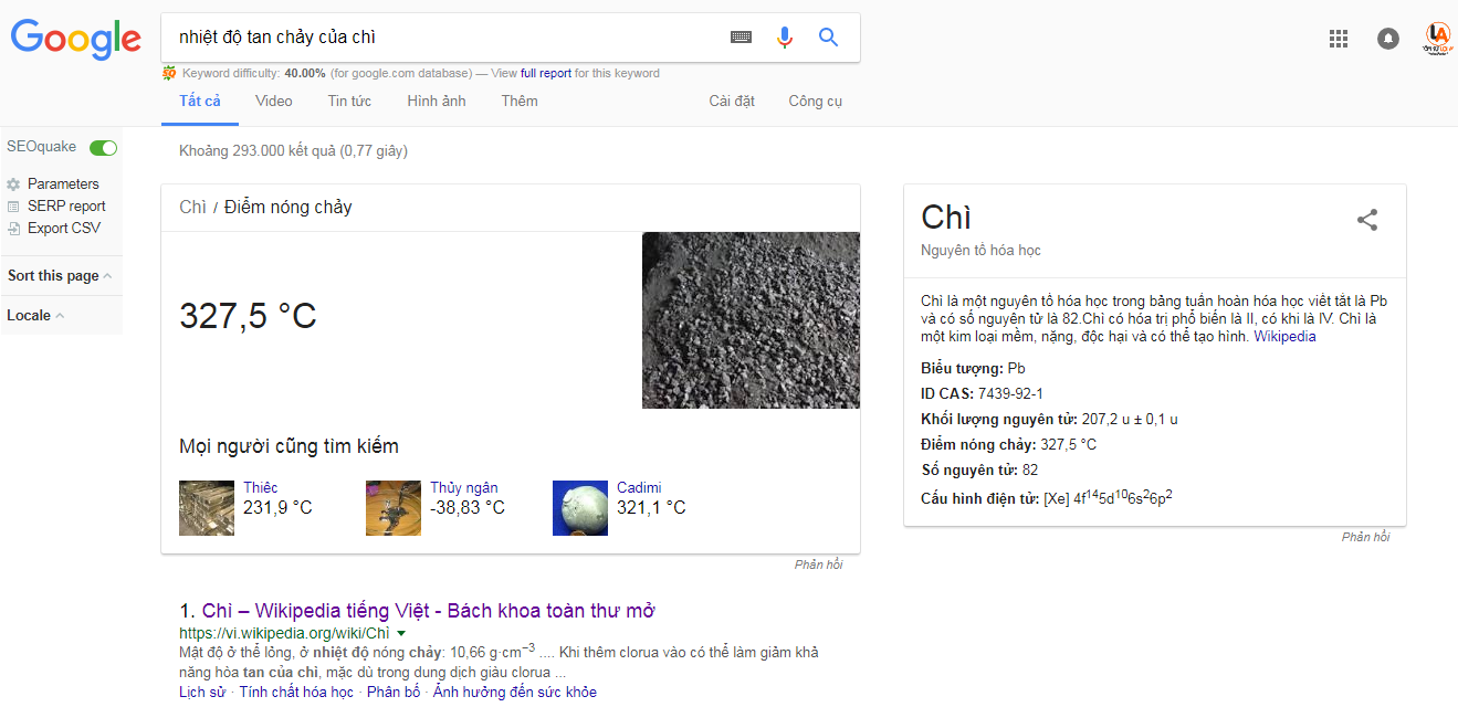 nhiệt độ nóng chảy của chì