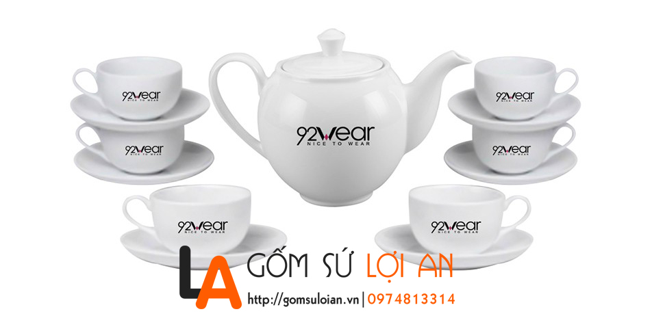 Ấm chén minh long in logo 92 wear